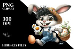 Goofy Bunny with Straw Hat and Flower PNG Product Image 2