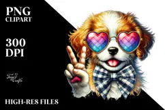 Playful Puppy with Heart Sunglasses, Digital Art Product Image 2