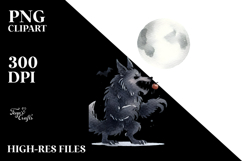 Funny Halloween Clipart with Werewolf PNG Product Image 2