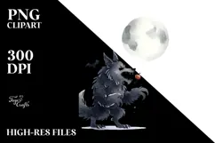 Funny Halloween Clipart with Werewolf PNG Product Image 2