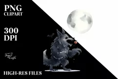 Funny Halloween Clipart with Werewolf PNG Product Image 3
