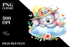 Watercolor Whimsical Cute Baby Koala Dressed for Summer Product Image 2
