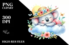 Watercolor Whimsical Cute Baby Koala Dressed for Summer Product Image 3