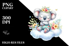 Watercolor Whimsical Cute Baby Koala Dressed for Summer Product Image 2