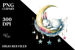 Watercolor Bunny Moon Boho Product Image 2