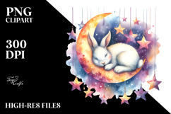 Watercolor Bunny Moon Boho Product Image 2