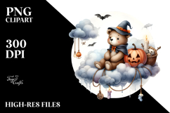 Bear on Cloud with Halloween Theme PNG Product Image 2