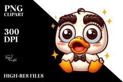 Cute Cartoon Duck with Human-Like Eyebrows PNG Product Image 2