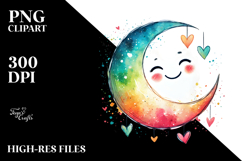 Boho Smiling Moon with Stars, PNG Product Image 2
