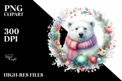 Colorful Pastel Christmas Polar Bear PNG Product Image 1