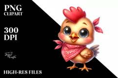 Watercolor Funny Baby Rooster Standing Bandana | Clipart Product Image 3