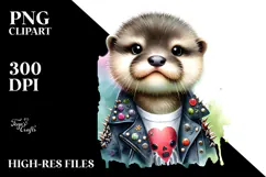 Cute Energetic Baby Otter, High-Res PNG Product Image 2