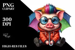 Goofy Sitting Baby Pig PNG Product Image 3
