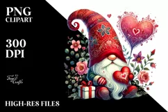 Detailed Valentines Gnome with Hat, PNG Product Image 2