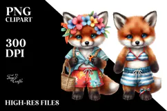 Adorned Baby Fox in Beachwear, PNG Product Image 2