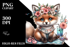 Adorned Baby Fox in Beachwear, PNG Product Image 2