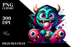 Funny Goofy Vampire Chewing Bubble Gum PNG Product Image 2
