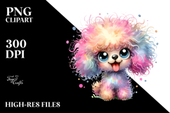 Watercolor Cute Cartoon Poodle PNG Product Image 2