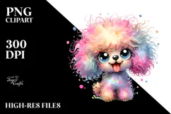 Watercolor Cute Cartoon Poodle PNG Product Image 2