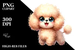 Watercolor Cute Cartoon Poodle PNG Product Image 2