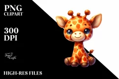 Colorful Watercolor Giraffe Clipart Product Image 1