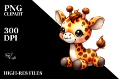 Colorful Watercolor Giraffe Clipart Product Image 2
