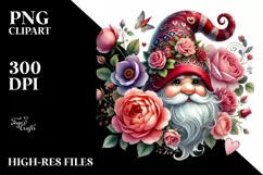 Detailed Valentines Gnome with Hat, PNG Product Image 2