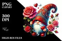 Detailed Valentines Gnome with Hat, PNG Product Image 2