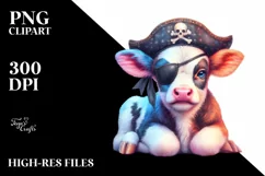 Baby Cow with Pirate Eye Patch PNG Product Image 3