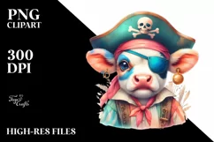 Colorful Baby Cow with Pirate's Eye Patch PNG Product Image 3