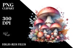 Detailed Pastel Glossy Mushroom,Watercolor Splash PNG Product Image 3