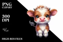 Smiling Highland Cow in Pocket | Sublimation Clipart Product Image 1