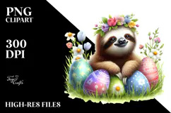 Adorned Baby Sloth in Grass, PNG Product Image 2