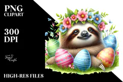 Adorned Baby Sloth in Grass, PNG Product Image 2
