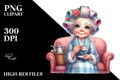 Old Lady Tea Cup Couch | Sublimation | Clipart Product Image 2