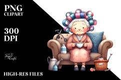 Old Lady Tea Cup Couch | Sublimation | Clipart Product Image 2
