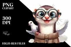Funny Ferret Dove es Clipart Product Image 3