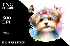 Watercolor Cute Colorful Yorkipoo Sticker Clipart Product Image 3