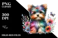 Watercolor Cute Colorful Yorkipoo Sticker Clipart Product Image 1