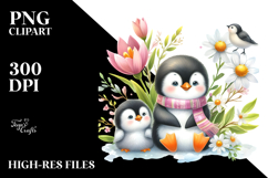 Baby Penguin on Spring Flower, PNG Product Image 2
