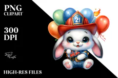 Baby Bunny with Balloons PNG Product Image 2
