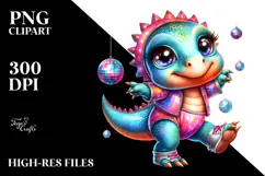 Baby Dinosaur Disco Ball PNG Product Image 2