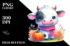 Simple Vibrant Baby Cow Halloween Drawing Sublimation Product Image 3