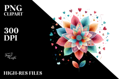 Colorful Watercolor Simple Boho Flower with Heart Petals, Product Image 2