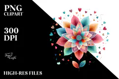 Colorful Watercolor Simple Boho Flower with Heart Petals, Product Image 2
