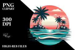 Retro Tropical Island Sunset PNG Product Image 2