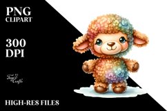 Vibrant Watercolor Brownish Sewed Plush Lamb | Sublimation | Product Image 3