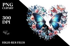 Butterflies Silhouettes Heart PNG Product Image 2