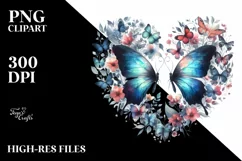 Butterflies Silhouettes Heart PNG Product Image 2