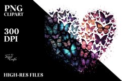 Butterflies Silhouettes Heart PNG Product Image 2